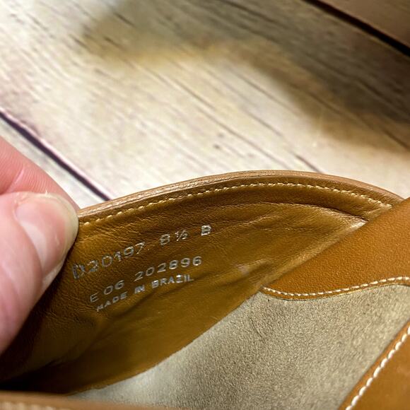 Cole Haan Tan Leather Mules Size 8.5 B Stud Details Cushioned Insole Non Slip - Picture 5 of 7